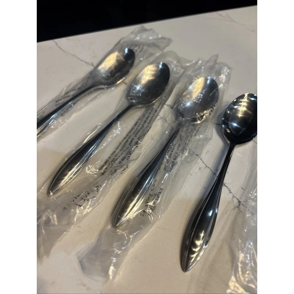 4-Lenox Sculpt Soup Tablespoon Spoon 18/10 Stainless Steel Set of 4 NEW!